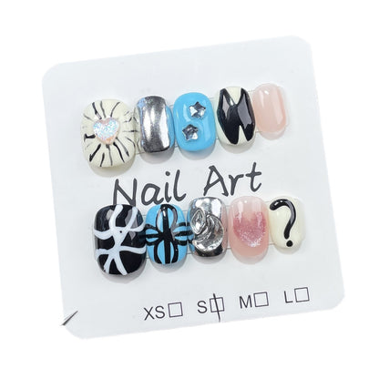 Short handmade worn nail hand-painted nail patch wearable nail sticker wholesale｜365nails