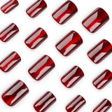 Red solid color blood red cat eye manicure European square short wearable nail piece finished product wholesale｜365nails