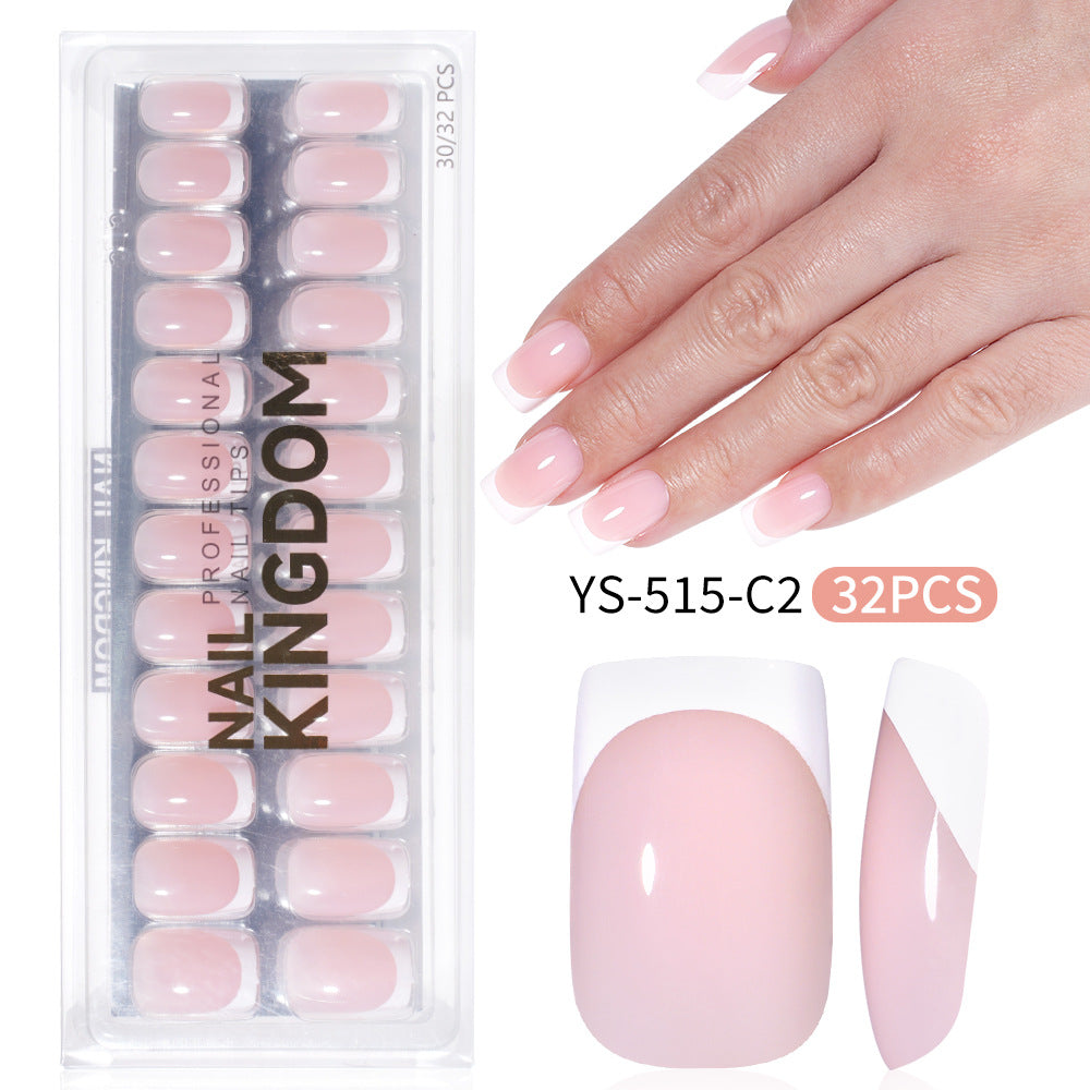 New press on nails French Ultra-thin Short Square False Nails 32 pieces Simple Removable Extension Patch Nail Art