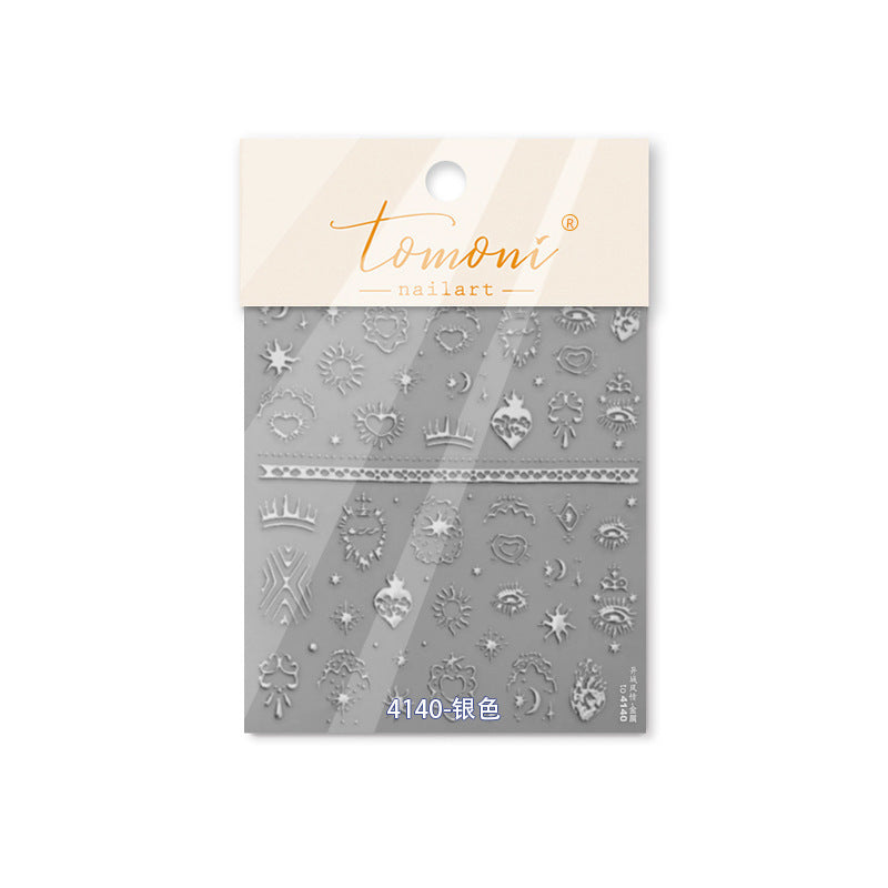 Rose Gold Sacred Symbols: "Mystic Boho Charm" – 5D Embossed Nail Sticker