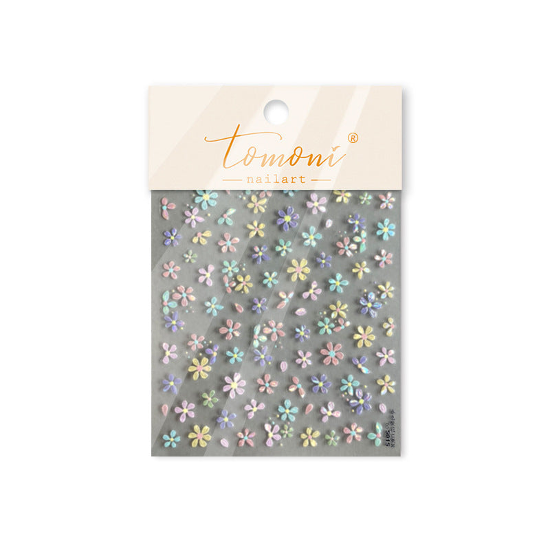 Macaron Five-Petal Flower Collection: "Pastel Flower Bloom" – 3D Embossed Nail Sticker