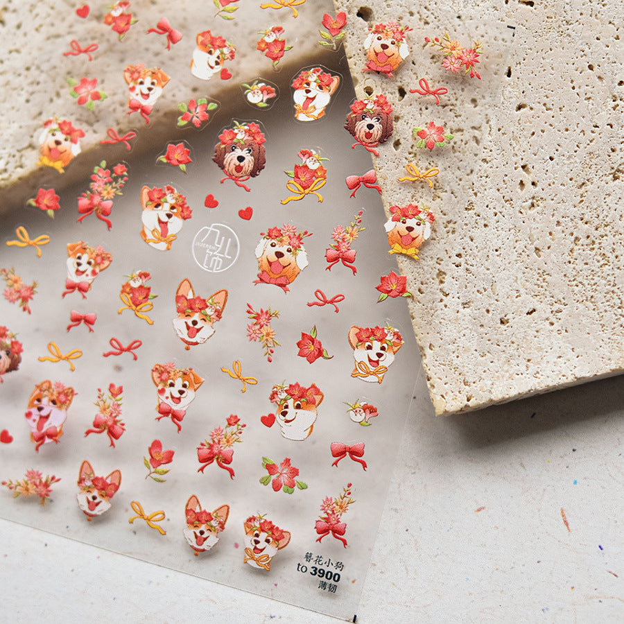 365nails: "Floral Corgi" – nail art stickers