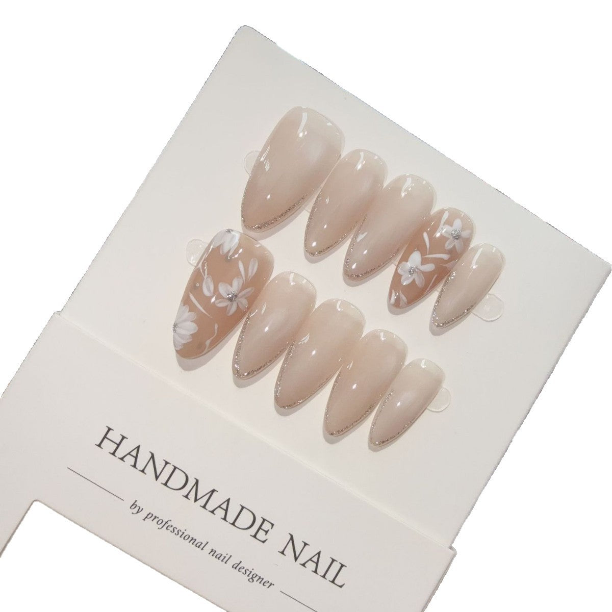365nails: "Whispering Bloom" – 3D Floral Handmade Almond Nails