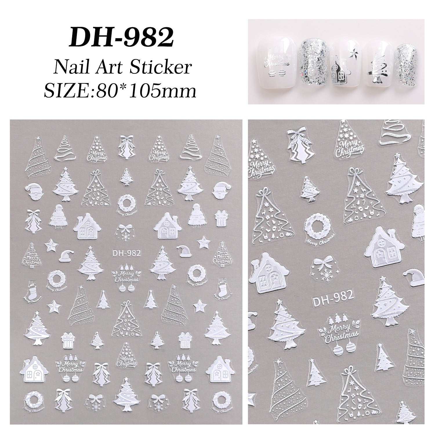 聖誕系列美甲貼 平面貼條式 雪人與麋鹿 美甲貼飾 DH