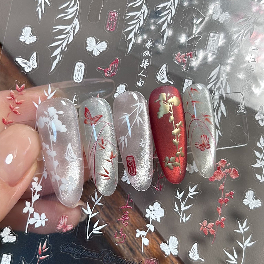365nails: "ink wash plant & butterfly chinese style" – Nail Art Stickers