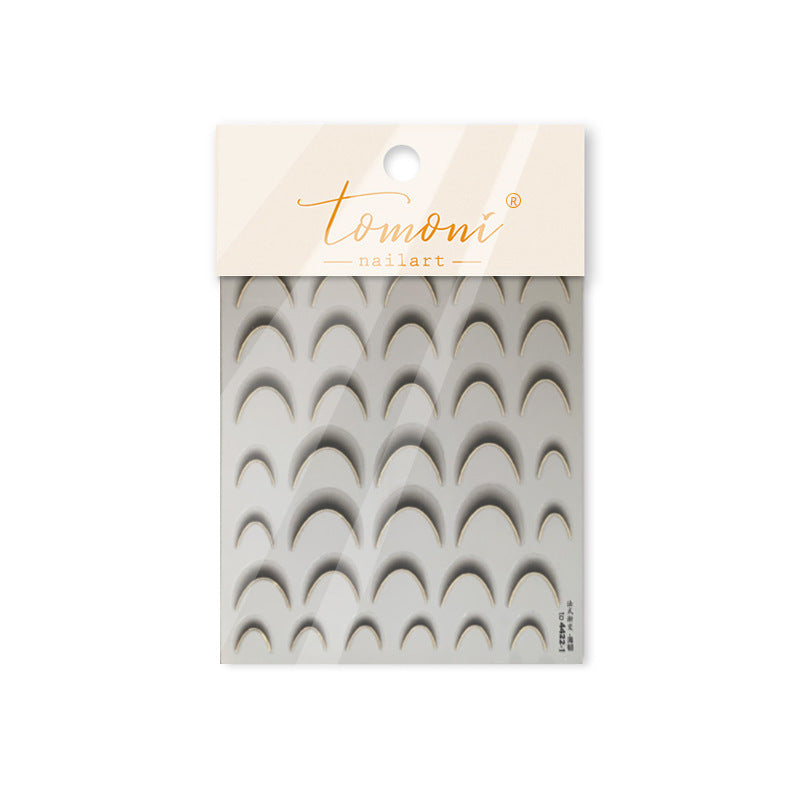 Pearl White Crescent: "Elegant Arch" – 5D Embossed Nail Sticker