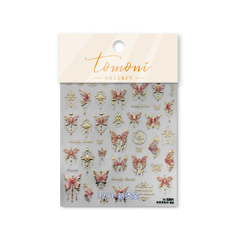 365nails: "borboleta rosa folha de ouro vintage" – Adesivos para unhas