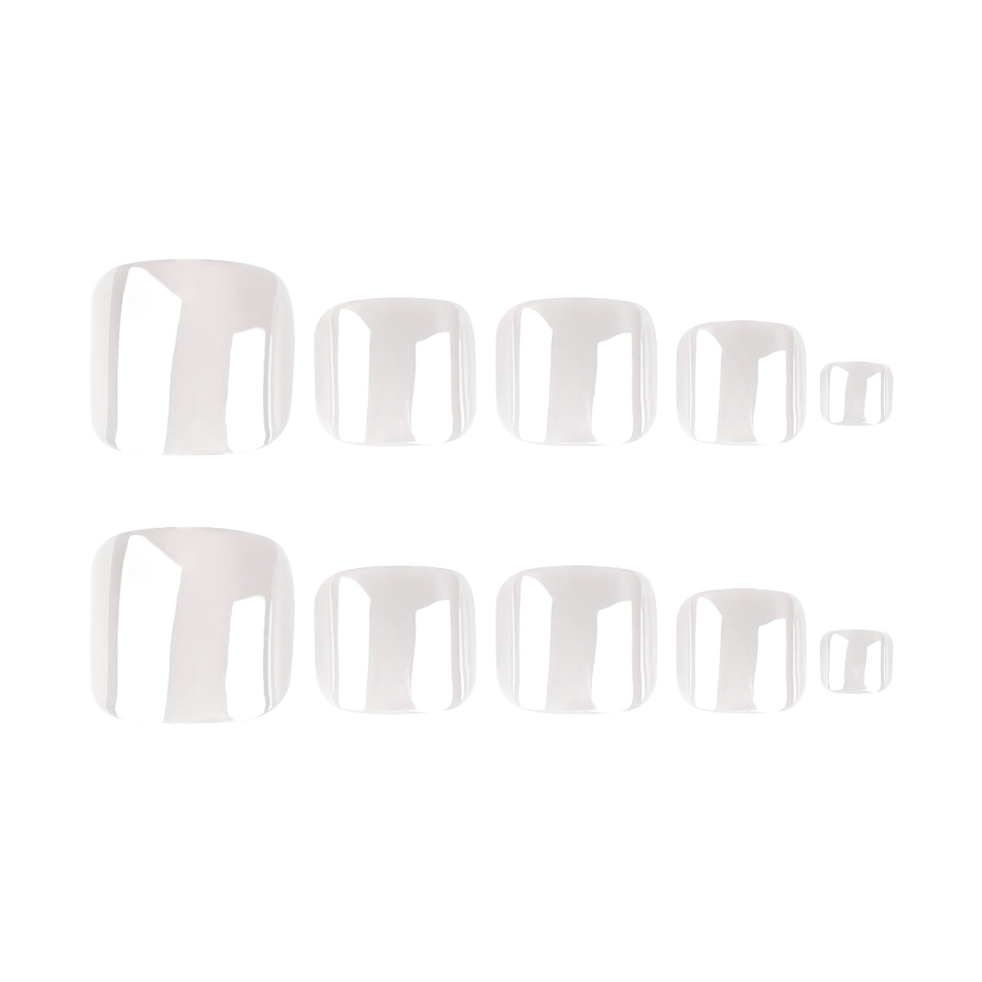 Glossy Pearl White Press On Toenails with Square Shape