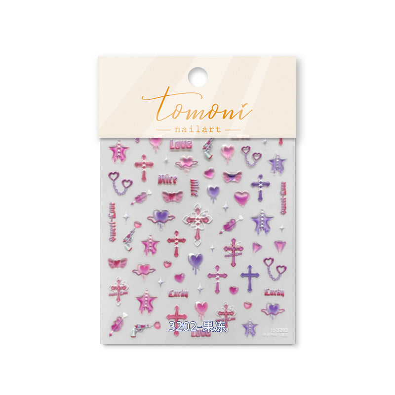 365nails: "Jelly Pink Cross Heart" – nail art stickers