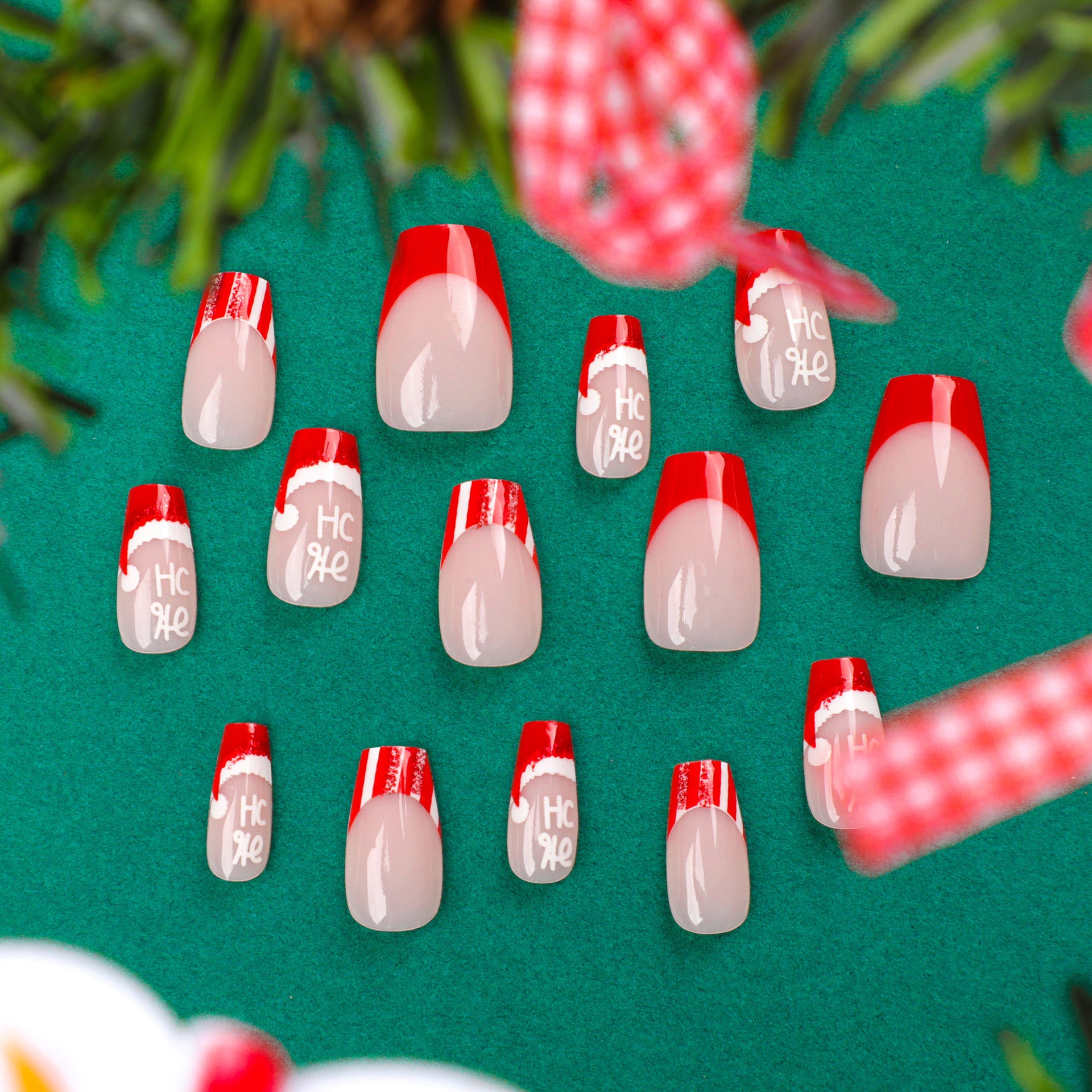 法式聖誕主題穿戴甲成品甲片批發｜365nails
