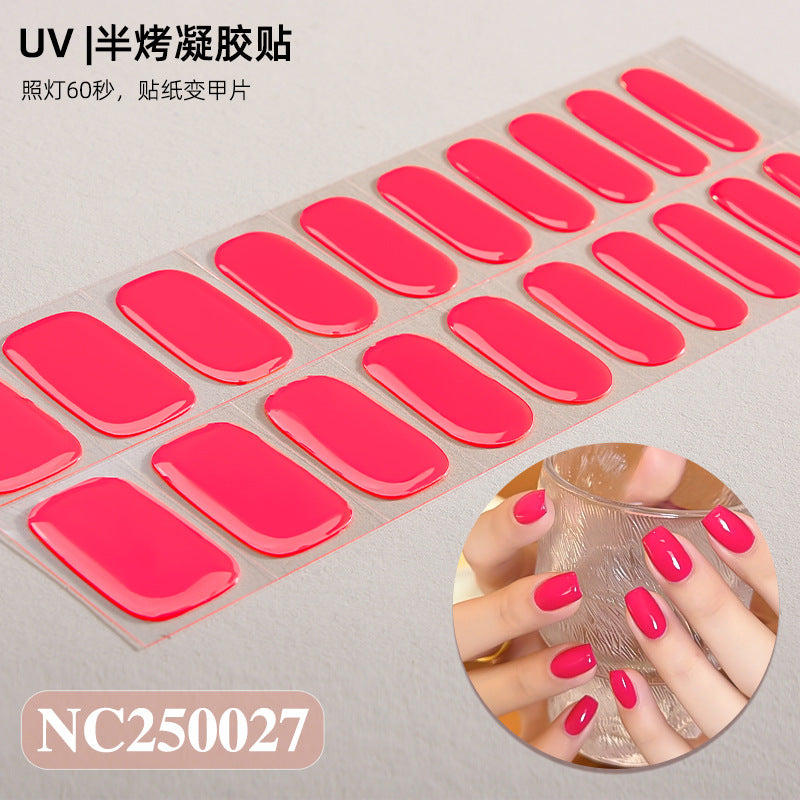 Semi-Cured Gel Nail Strips Solid Color Glossy Classic Design (MOQ=3)