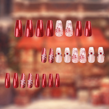 explosion Christmas snowflake fake nails patch detachable Press onable nails manicure nails piece finished product factory wholesale｜365nails