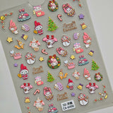 Sanrio Christmas Series Nail Art Sticker 5D Embossed Hello Kitty Melody Kulomi Nail Sticker CA