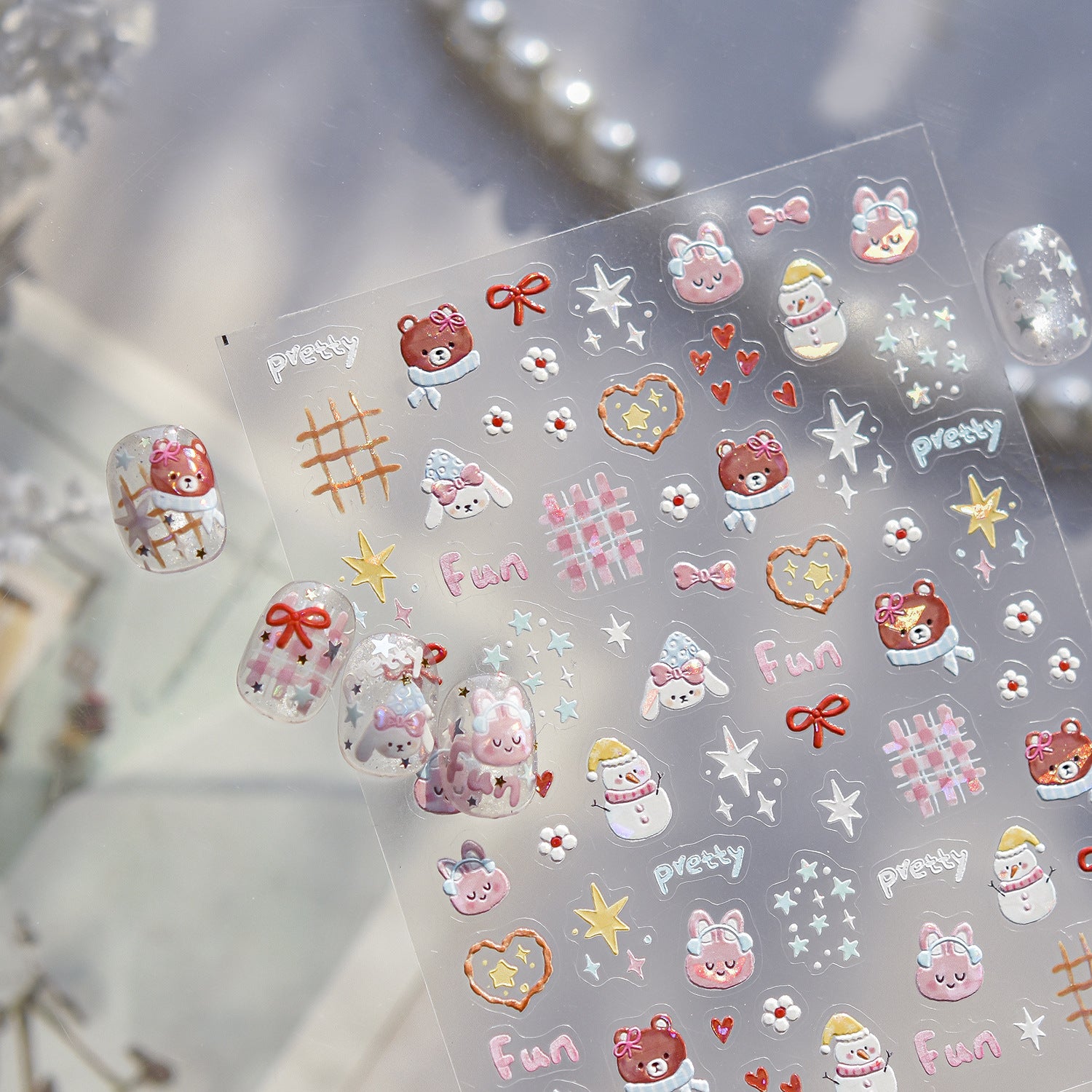 Christmas Sweet Party – Festive Bear Nail Art Stickers