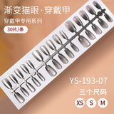 Nail Tips Gradual change cat eye press on nails, wearable fake nail removable sub-code bar prefabricated cat eye press on nails piece