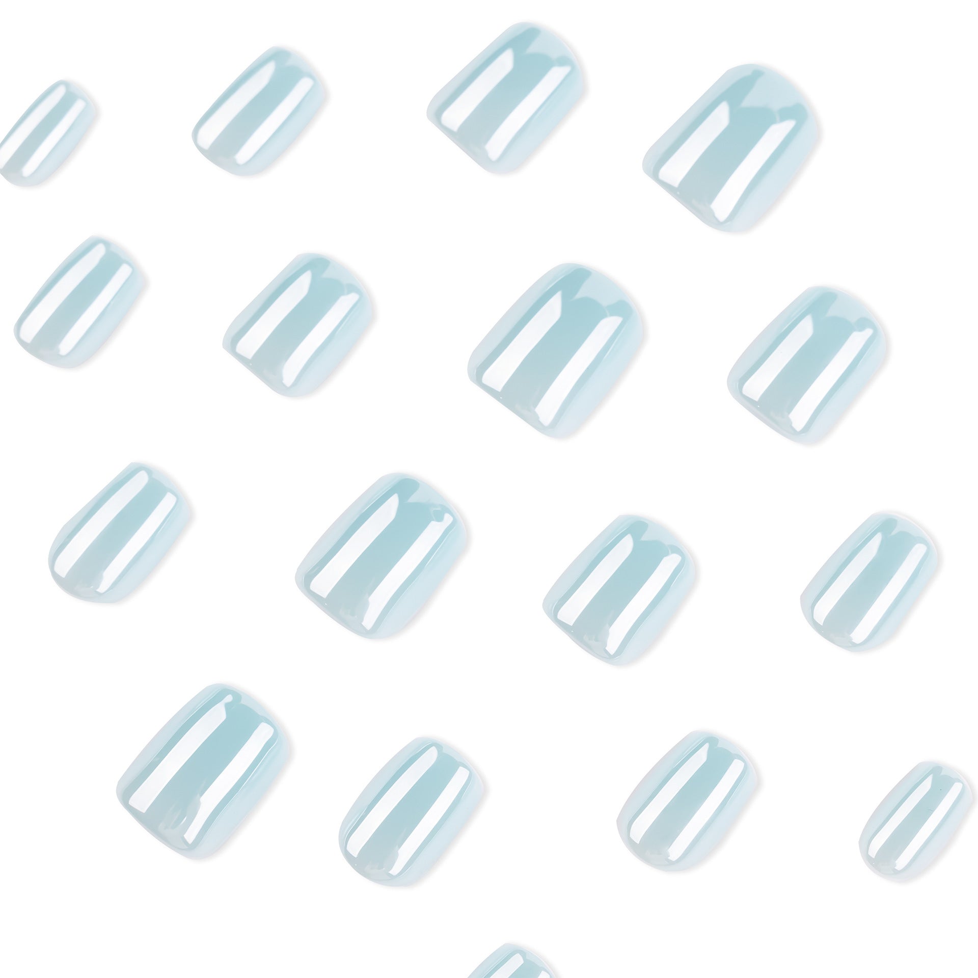 365nails: "Soft Sky Blue Short Square" – Glossy Solid Press-on Nails
