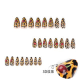 Wild Leopard Print Nails with Cherry Accent Medium Almond Tips