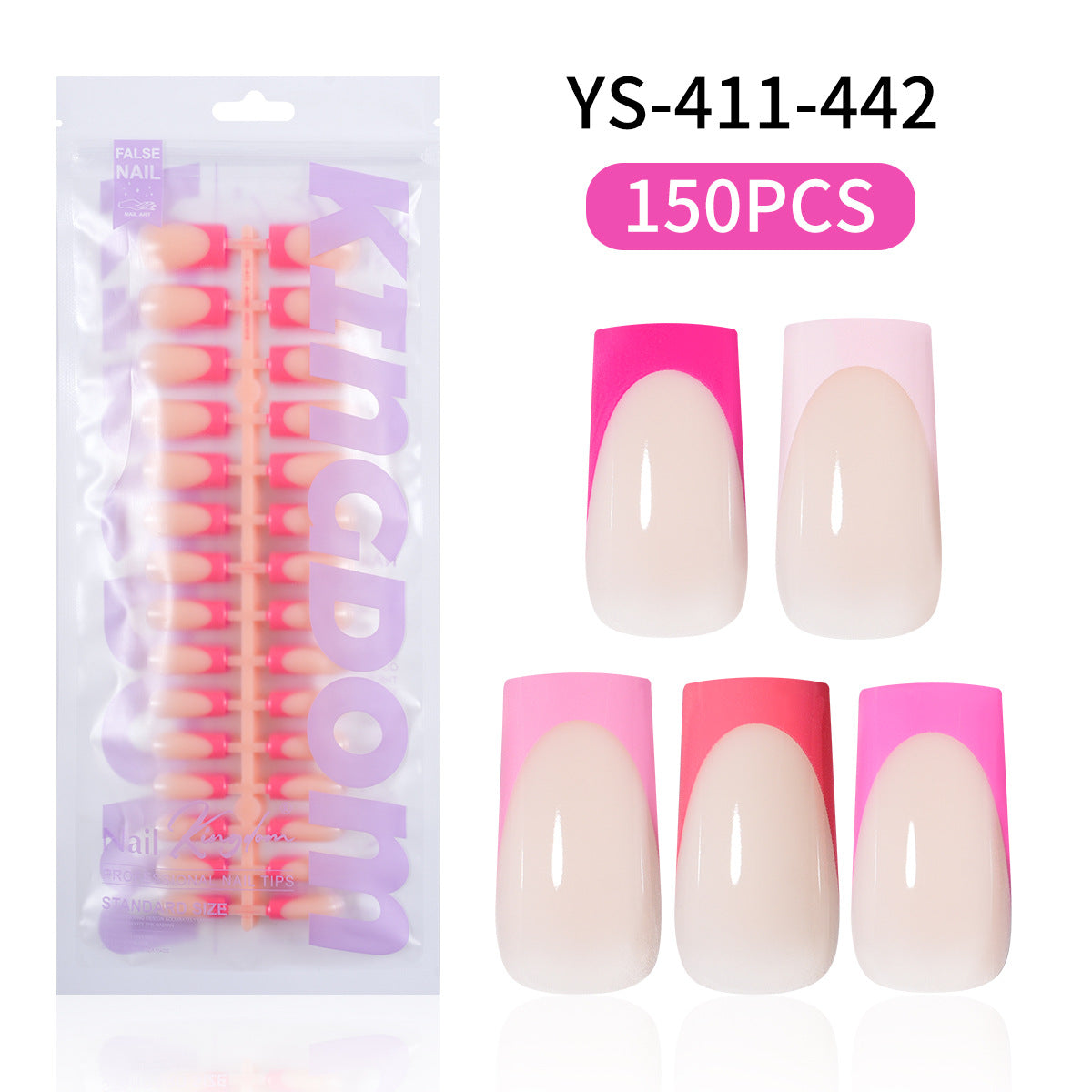 Pontas de unhas Unhas postiças francesas de cinco cores Produto acabado Unhas postiças nuas Unhas falsas sem marcas e avançadas, simples e removíveis, atacado de nail art pré-fabricada (MOQ=3)