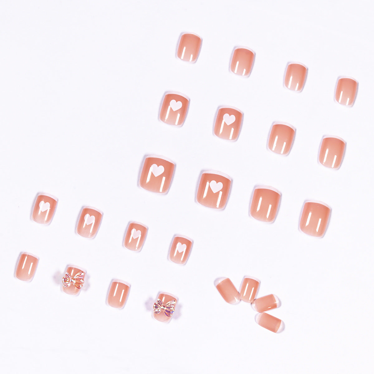 dark nude cream white love butterfly Press on finished  fake nail   nail  removable｜365nails