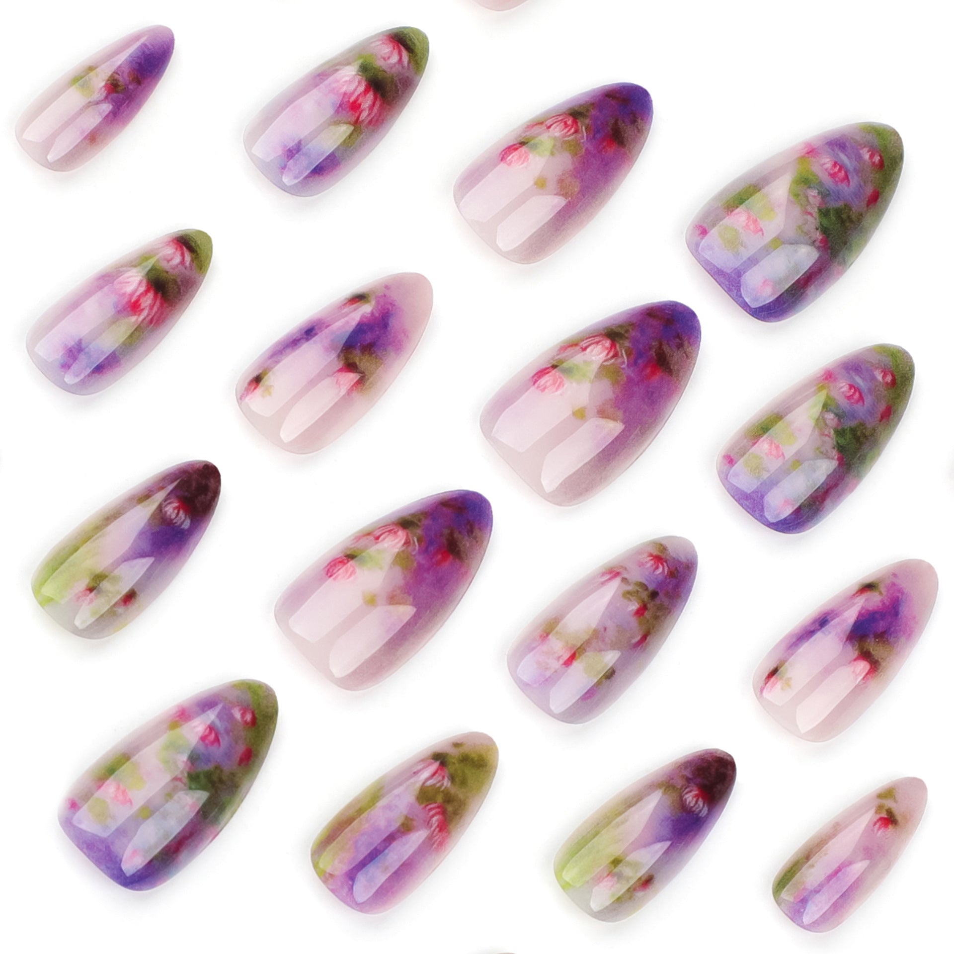 365nails 夏季新款 蓮花暈染短款杏仁形成品穿戴甲