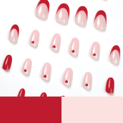 nails art Press on nails, French red edge Press on nails wholesale, red love nails wholesale nails｜365nails