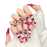 Red Black Ace Card Casino Glam Nails