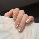 Pink Glitter Sheer Nails with Sparkling Accent Shine