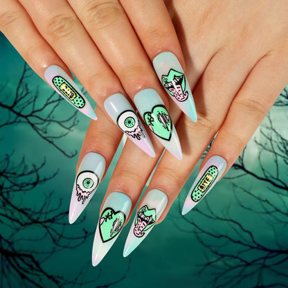 Halloween Wear Nail 3D Three-dimensional Nail Art False Nails  Spider Bat Nail Sheets Wholesale｜365nails