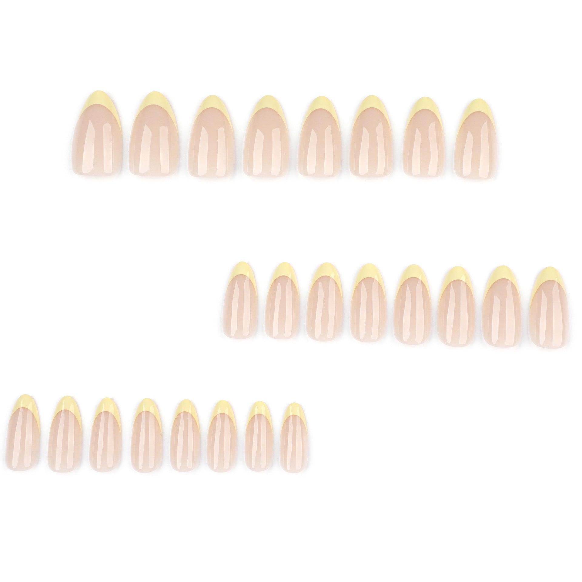 Cross-border foreign trade yellow French wearing nail simple manicure fake nail short almond wearing nail piece wholesale