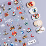 Christmas themed nail art sticker 5D relief three-dimensional cute snowman DIY Christmas nail sticker jewelry YL
