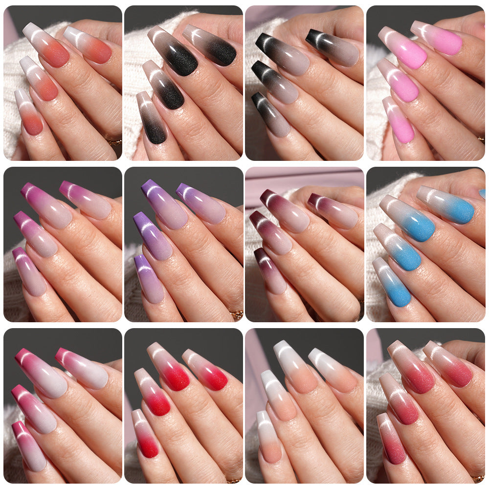New press on nails Advanced Sense Crescent Cat Eye Prefabricated Short Ladder Nail 30 pieces Removable Nail Art False Nail Pieces (MOQ=5)