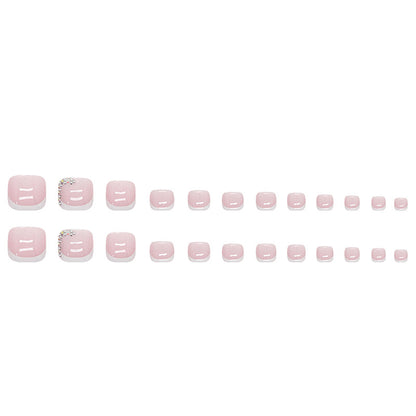 Modelo de unhas postiças francesas quebradas, simples e puras, em formato de diamante branco, pó para unhas postiças, transparente e fresco, peças essenciais para unhas postiças no verão｜365nails