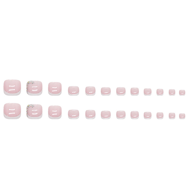 純淨白法式破碎鑽石腳趾穿戴甲｜透明清新 夏季必備 甲片｜365nails
