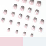 Arte de unhas de pressão finalizada em atacado, pó nu através de mudança gradual de cinza, estrela, manicure, patch, unhas de pressão, peça curta de unhas postiças｜365nails
