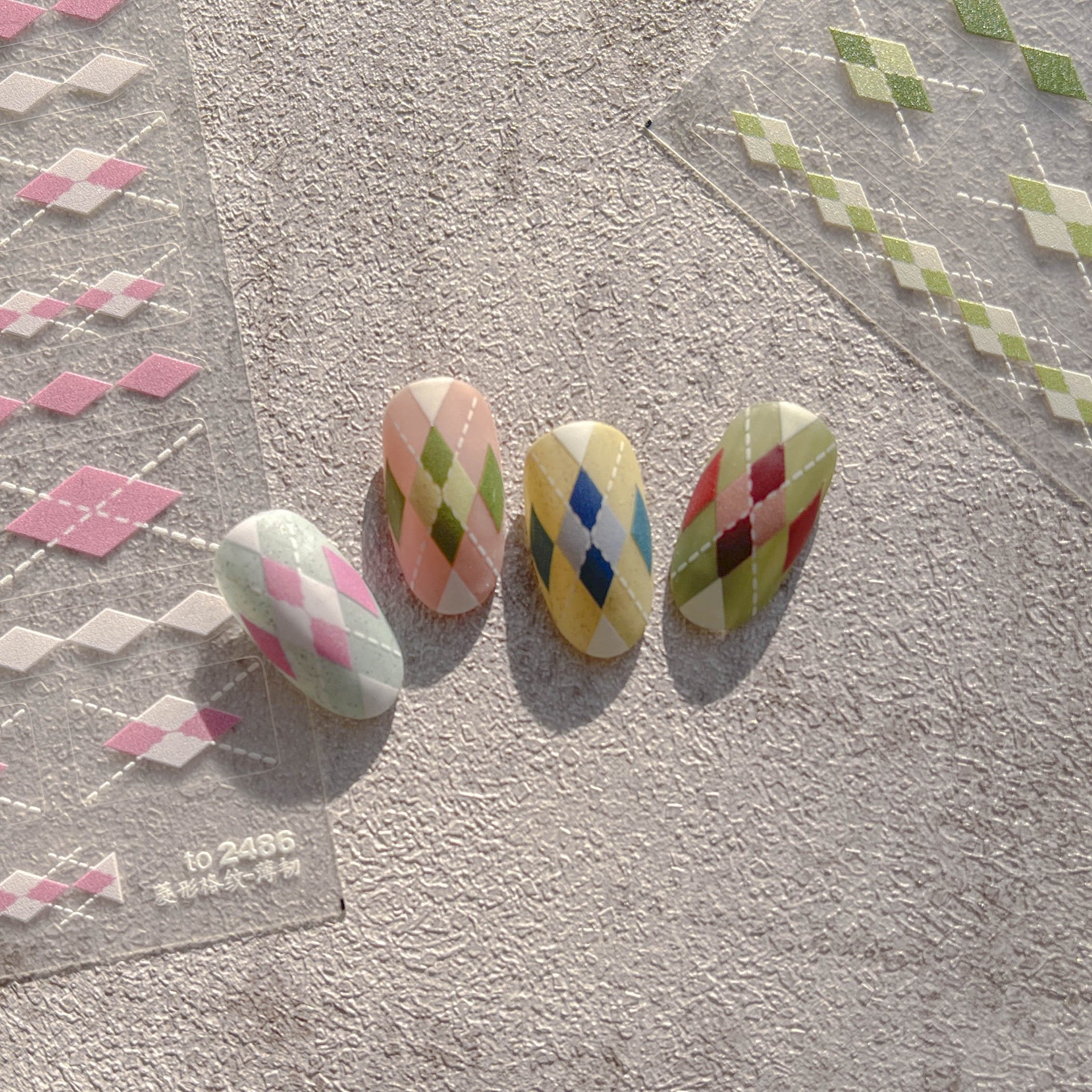 365nails: 아가일 다이아몬드 기하학 – 네일 아트 스티커