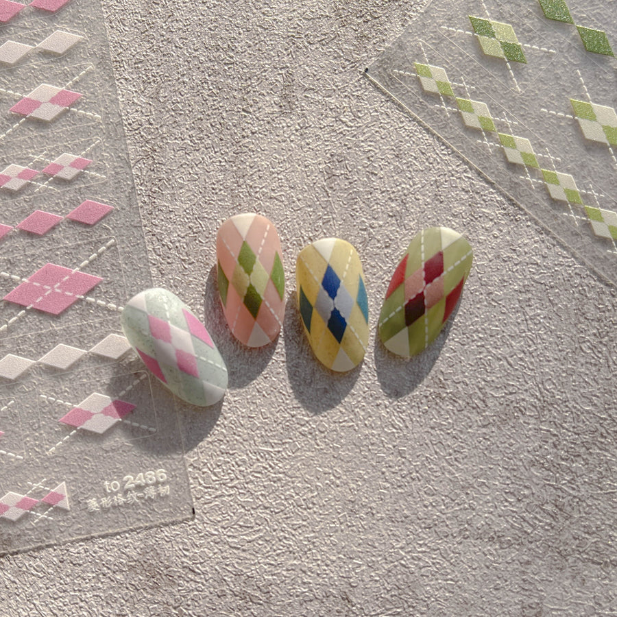 365nails: 아가일 다이아몬드 기하학 – 네일 아트 스티커