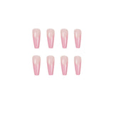Unhas postiças francesas pequenas em V rosa, com remendo para unhas, acabamento em nail art, unhas postiças removíveis｜365nails