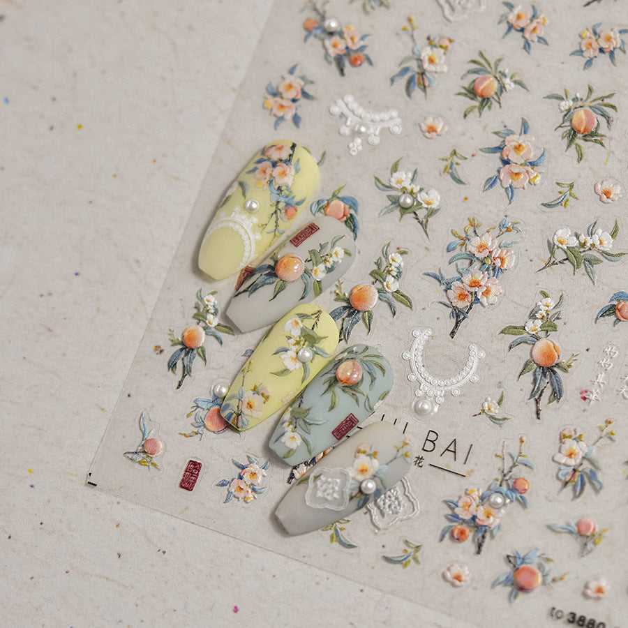 365nails: "Peach Blossom and Fruit" – nail art stickers