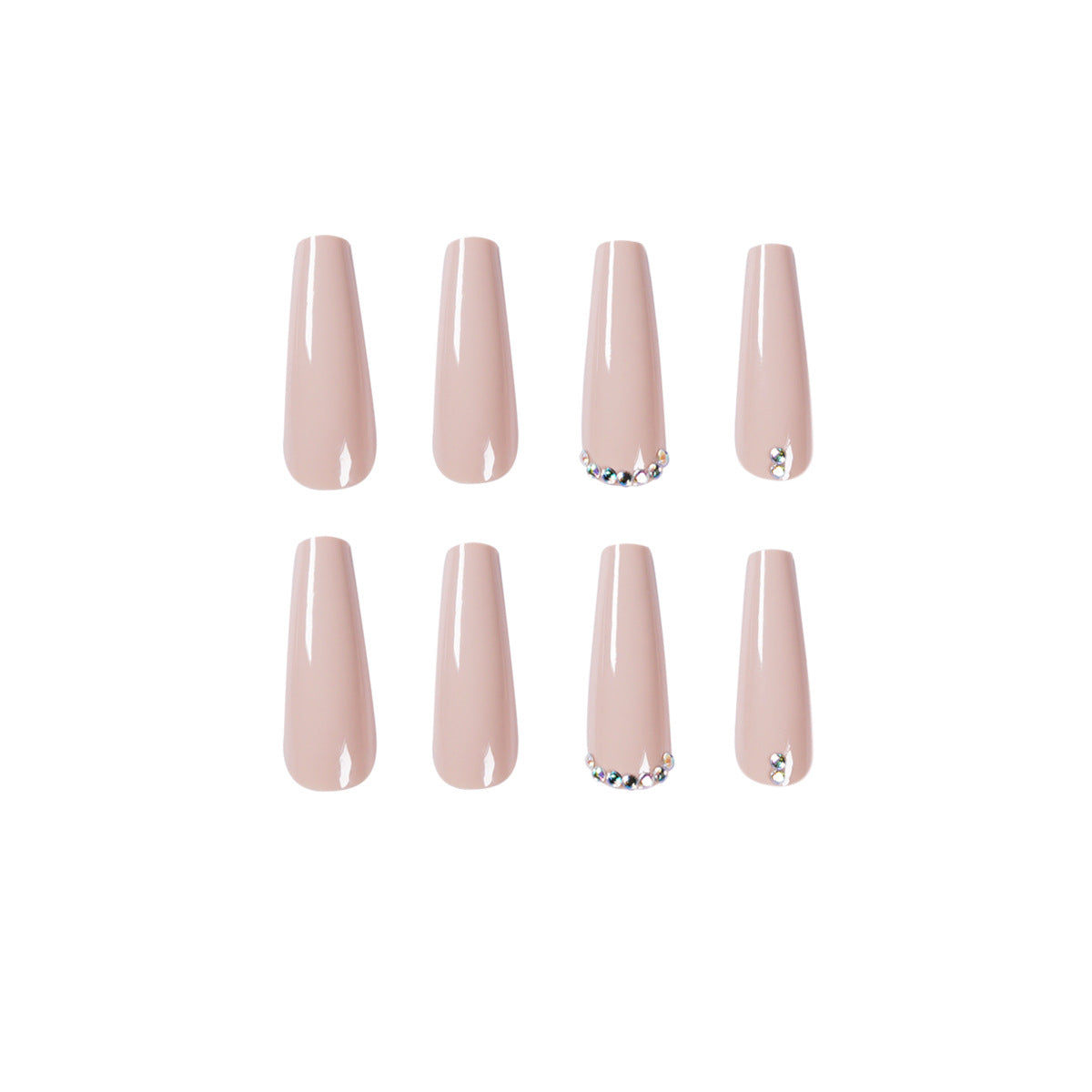 Evaporated milk brown full diamond long ballet  finished  manicure patch nail patch waterproof and removable｜365nails