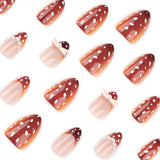 Autumn Brown Short Almond Nail White Dots press-on nails