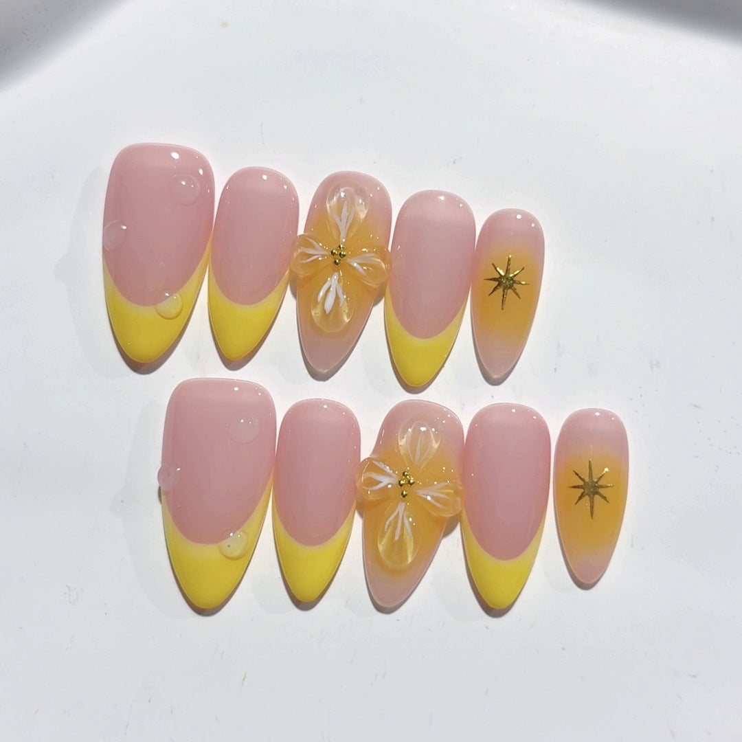 Citrus Bloom: "Limonada Rosa" – Unhas Postiças de Amêndoa