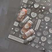 365nails: "White Lace and Crystal Heart" – nail art stickers