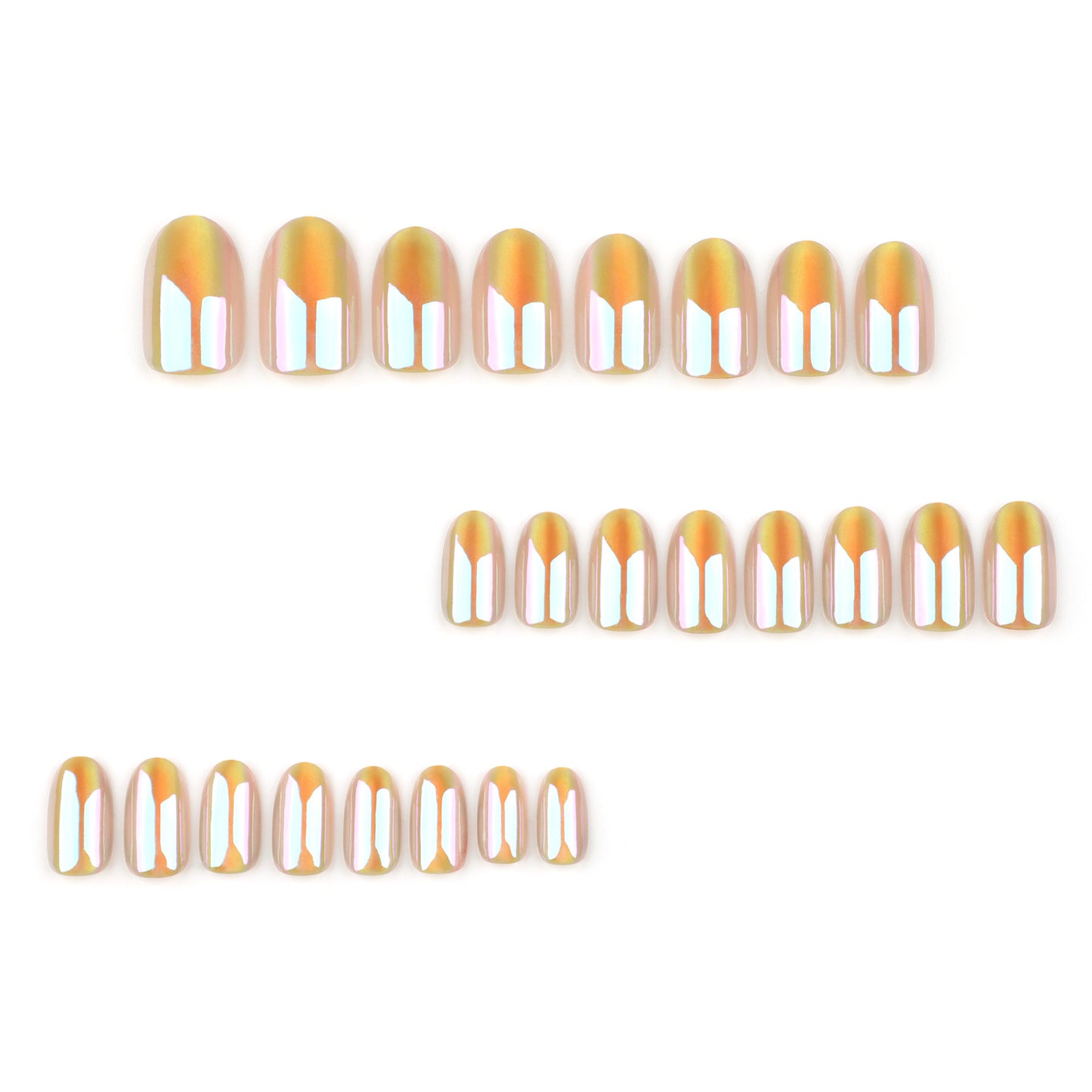 Yellow solid color simple press-on nails fake nail aurora cat eye short nail patch  hot-selling nail piece｜365nails