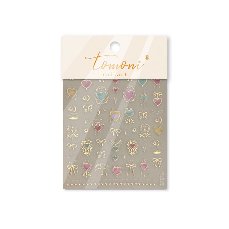 Royal Heart Collection: "Enamel Gold" – 3D Metallic Nail Sticker