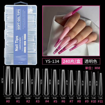 Nail Tips semi-full sticker, light sticker, extended water pipe nail 240 pieces XXXL thin dog transparent manicure patch fake nail