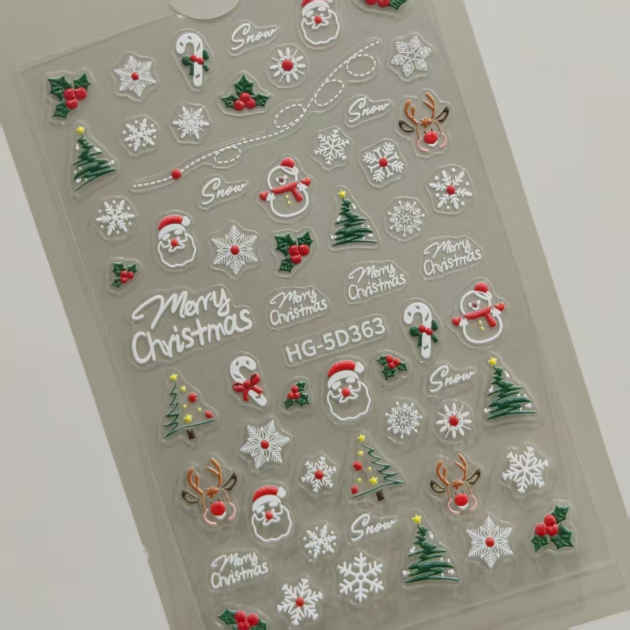 Happy Christmas Nail Art Sticker 5D Embossed Three-dimensional Snowman Santa DIY Nail Sticker Ornament HG