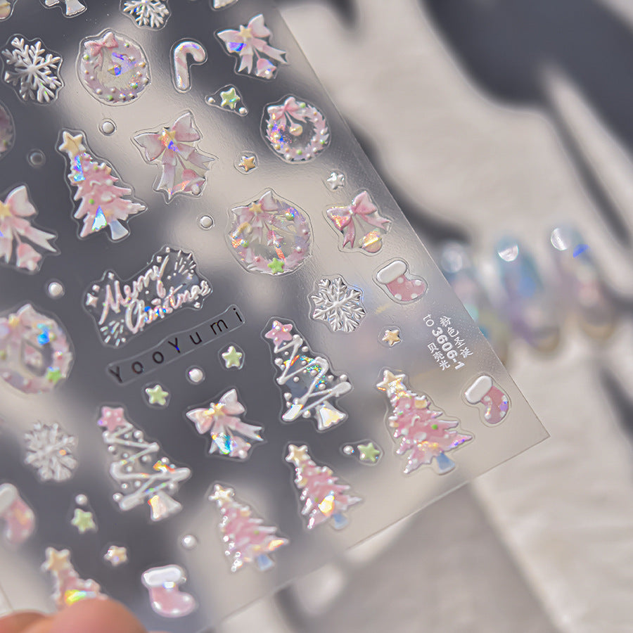 虹彩聖誕系列：「節慶閃耀」—3D 全息甲貼