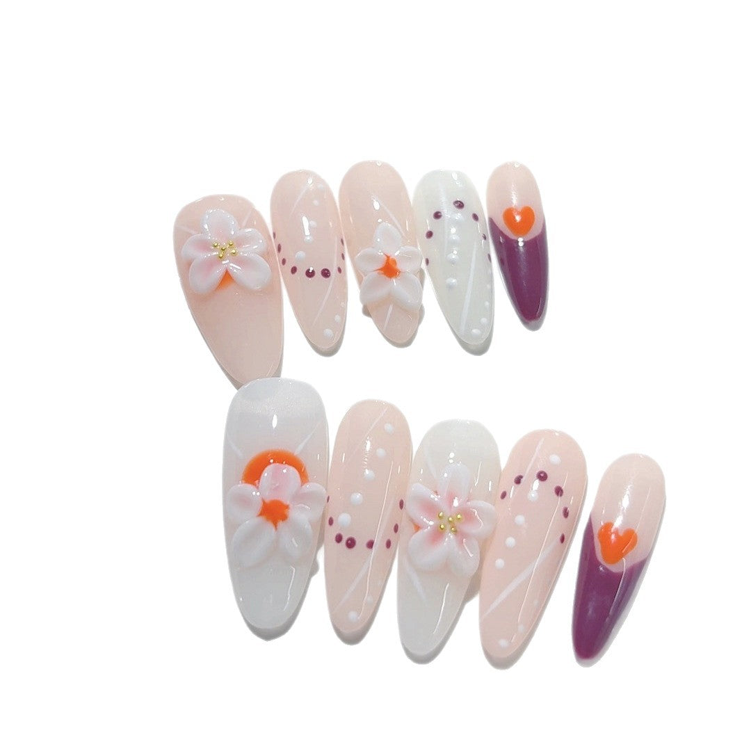 Orange Blossom: "Peach Bloom" – Almond Shape Press-On Nails