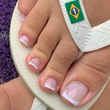Modelo de unhas postiças francesas quebradas, simples e puras, em formato de diamante branco, pó para unhas postiças, transparente e fresco, peças essenciais para unhas postiças no verão｜365nails