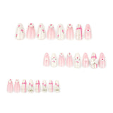 Uñas postizas con diseño de viento para niña, con diseño de almendras, fresas, extraíbles, producto terminado, venta al por mayor | 365nails